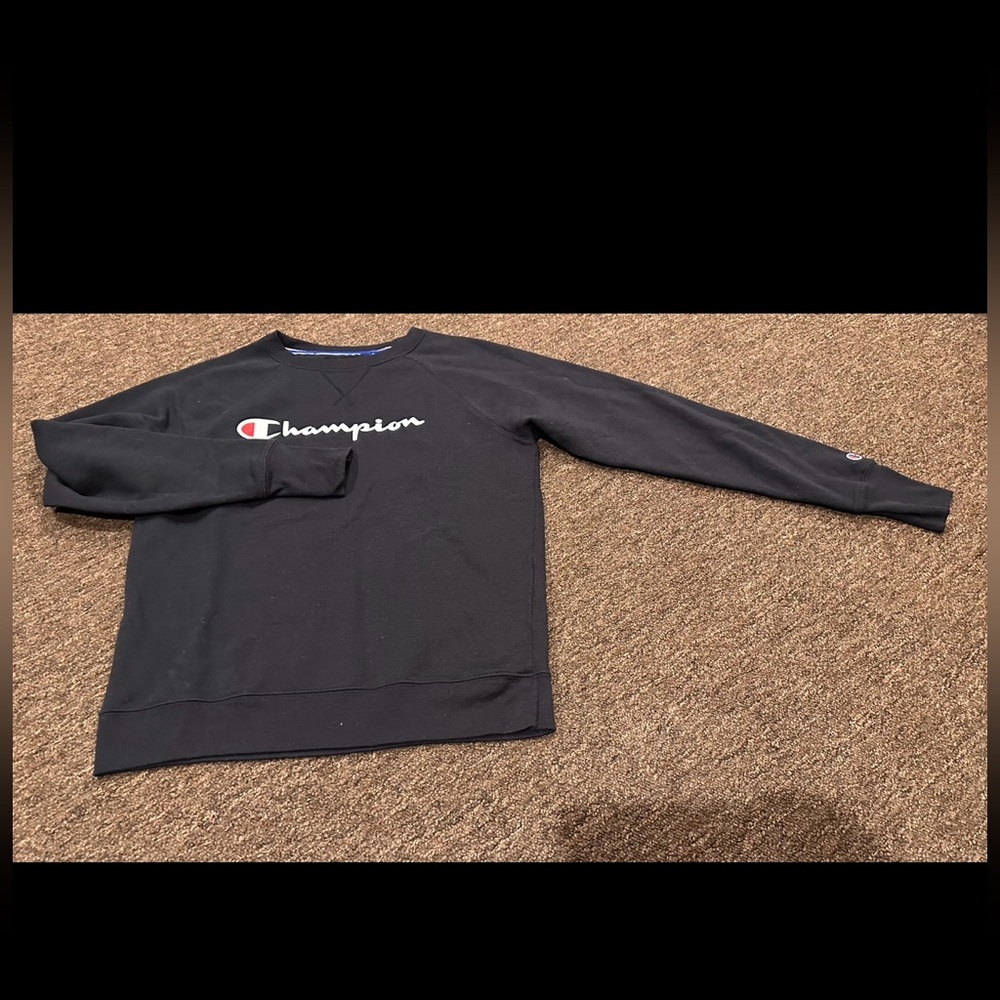 Vintage CHAMPION Sweatshirt Adult Medium Reverse Weave Black Pullover Spellout